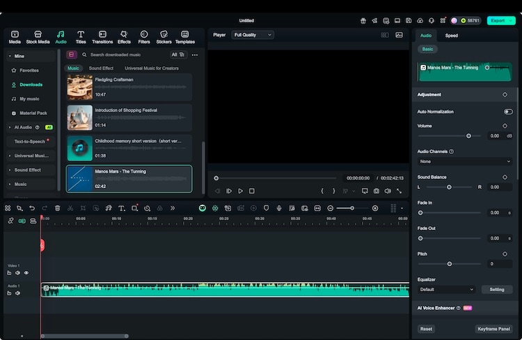 import hi-res audio to filmora