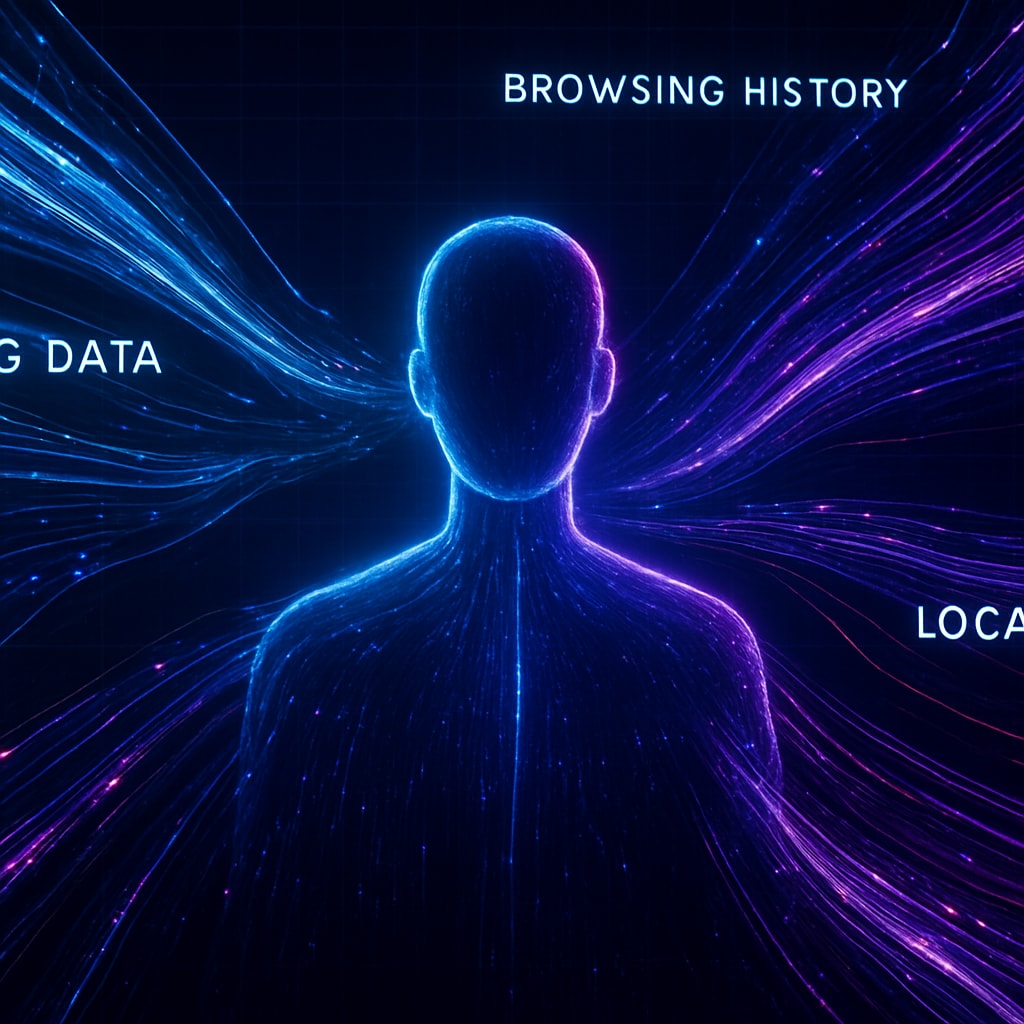 abstract data streams converging to create a hyper-personalized user experience