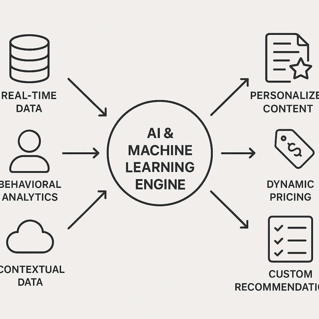 ai and machine learning algorithms processing diverse customer data for hyper-personalization.