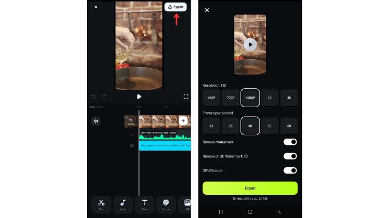 export the finished video