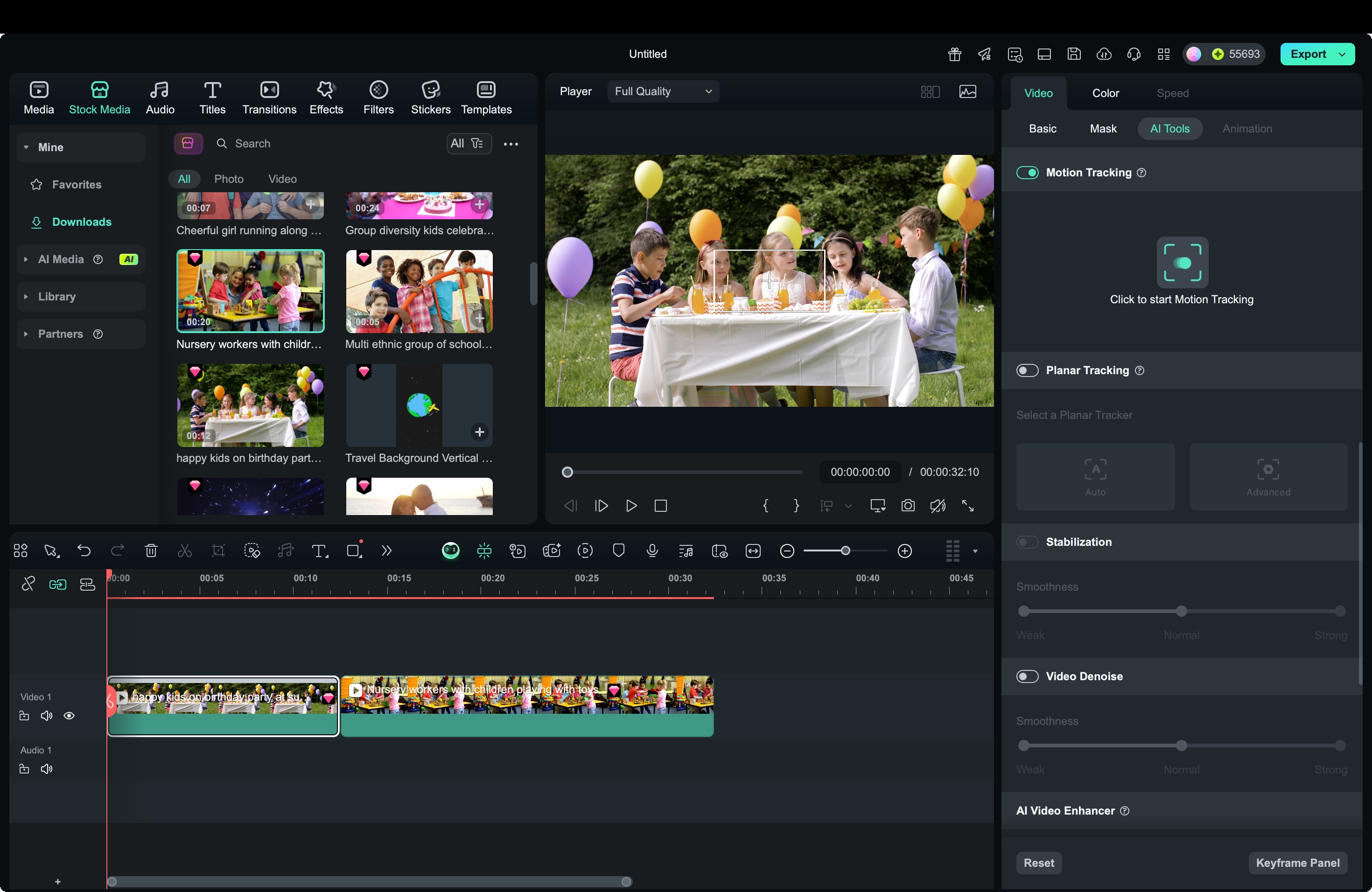 add motion tracking filmora
