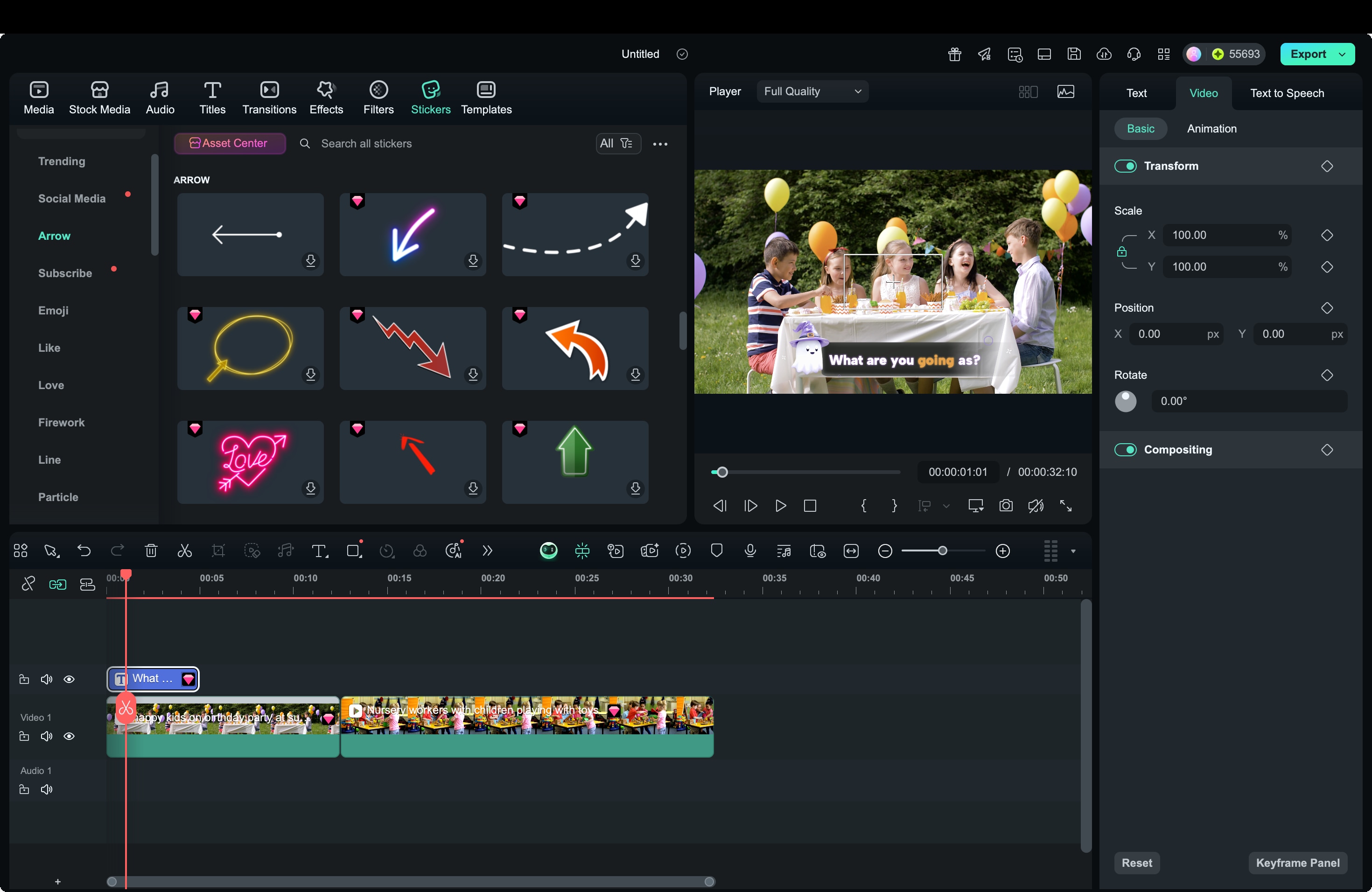 add interactive video filmora