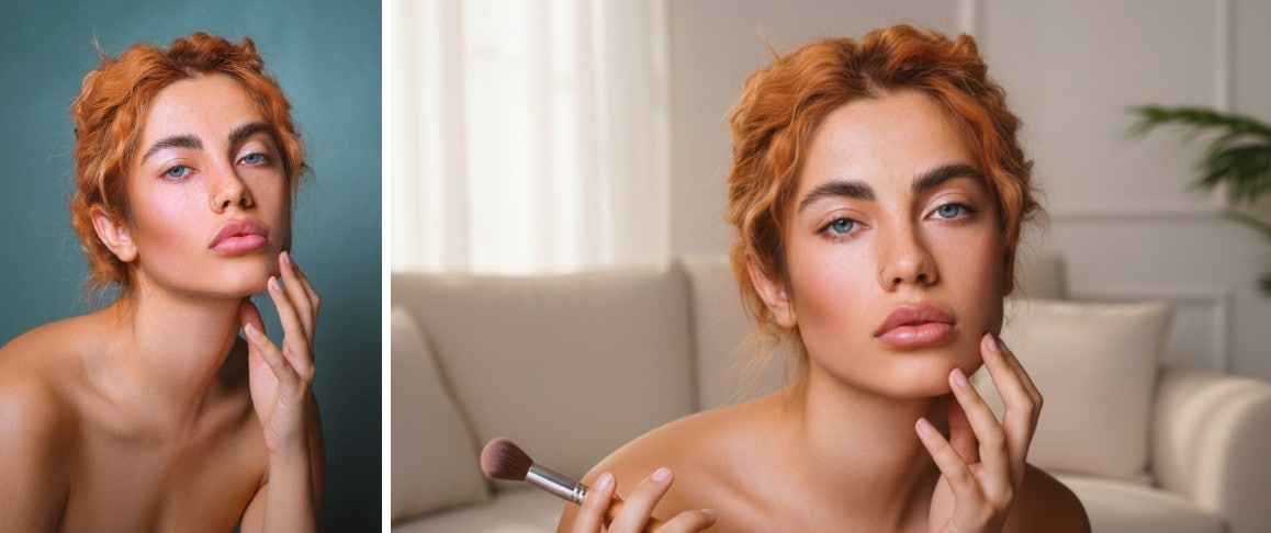 makeup and background change