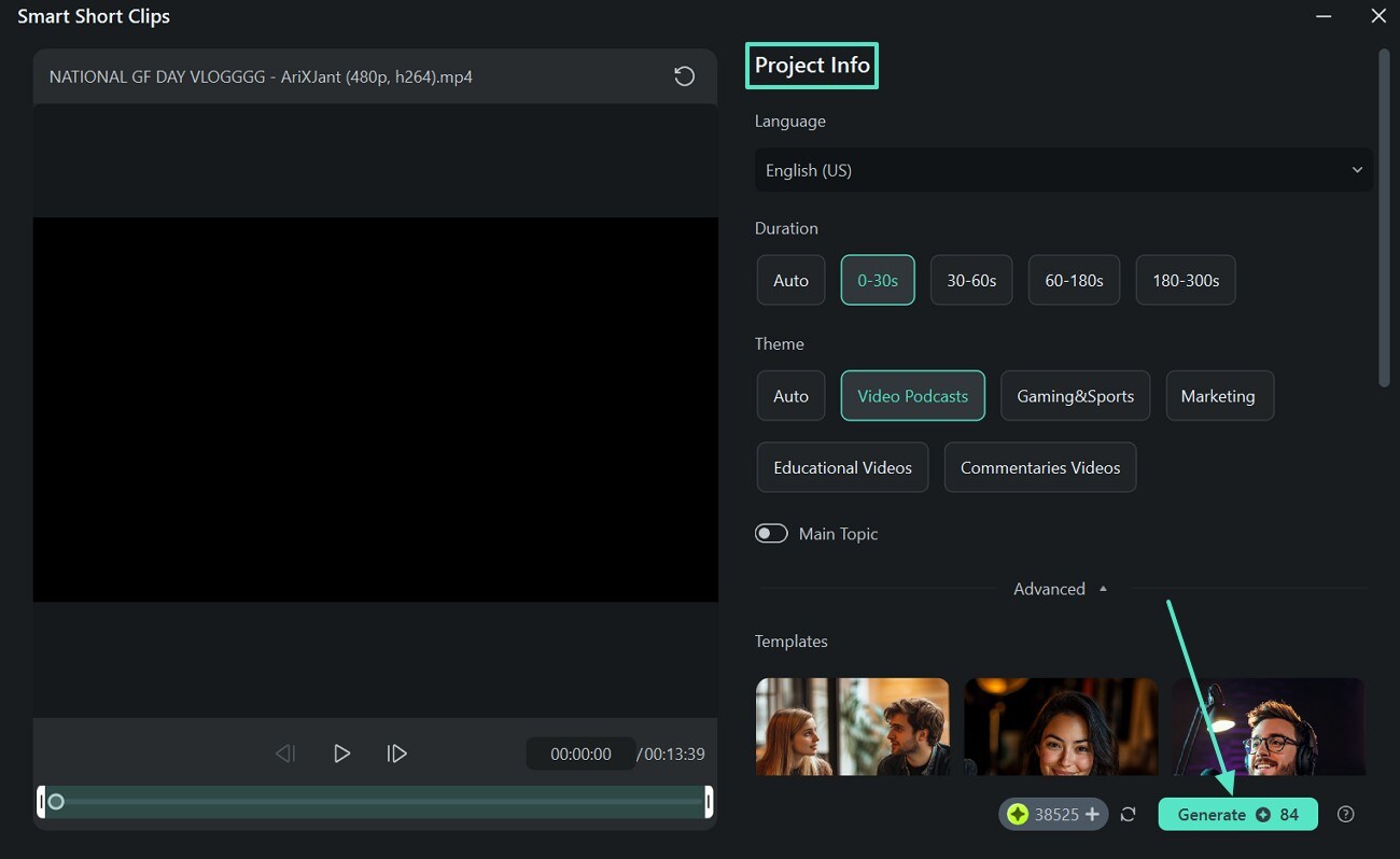 generate short clips