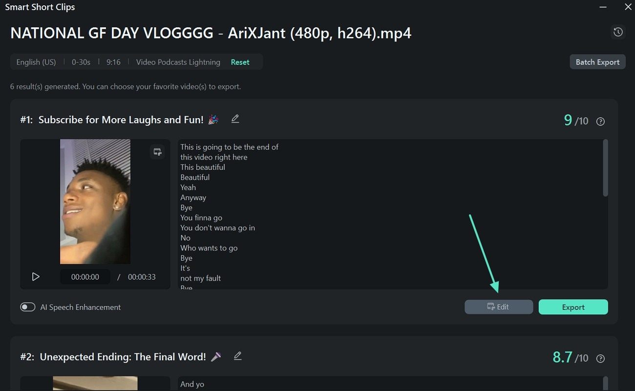 edit the video smart short clip