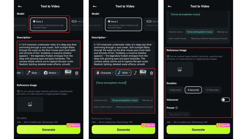 adjust prompt and generate ai video