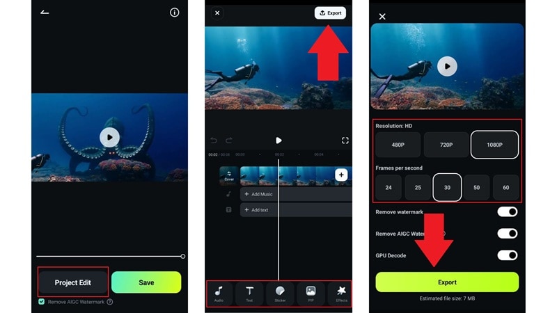 edit and export video