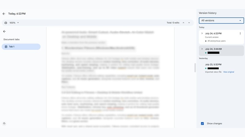 version control in google docs