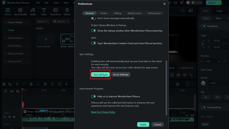 enable sync for version control