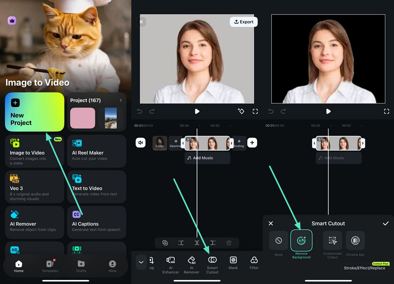 choose filmora app image to video