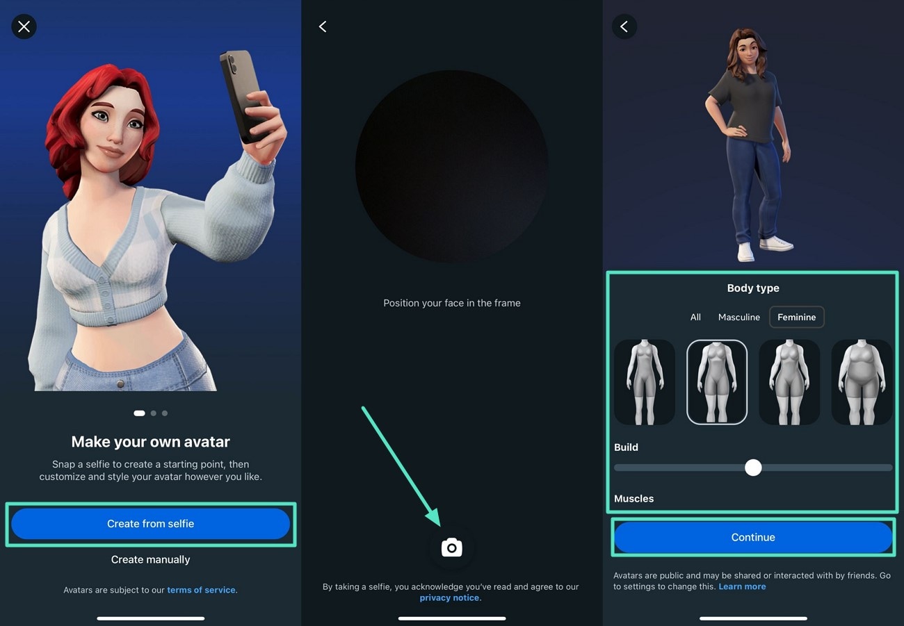 click selfie and turn into avatar