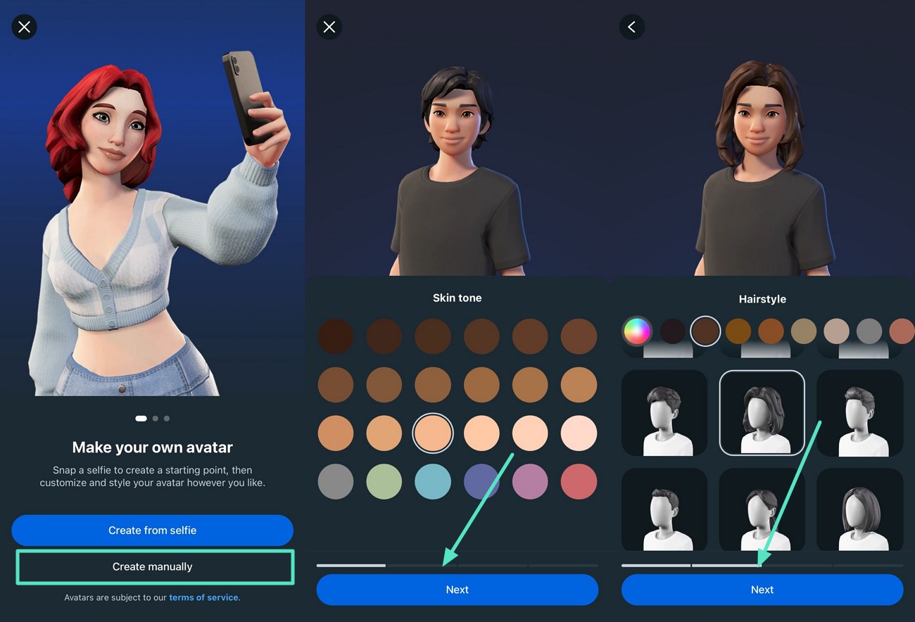 select skin tone and hairstyle