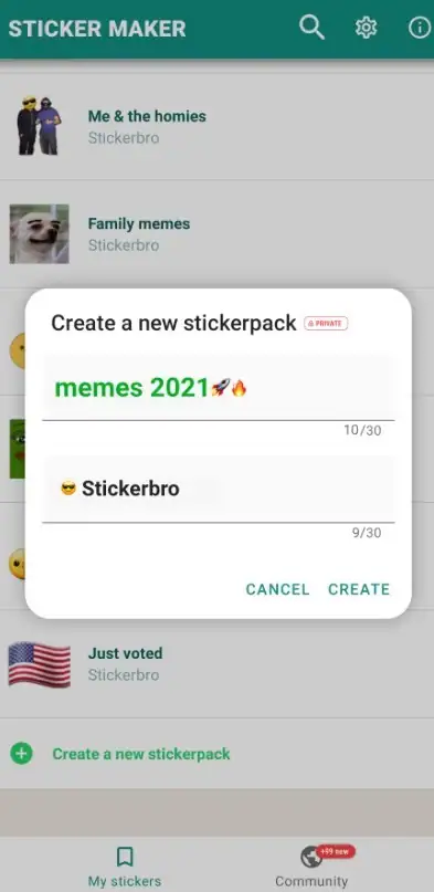 sticker maker app interface