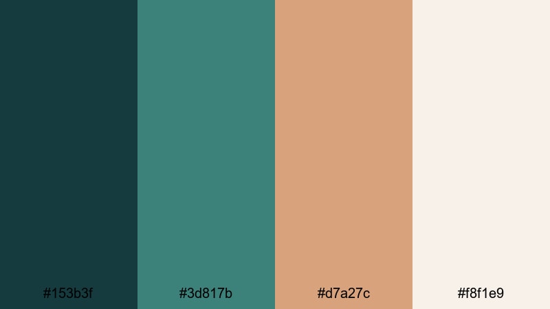 whispered coastal copper green copper color palette with hex codes