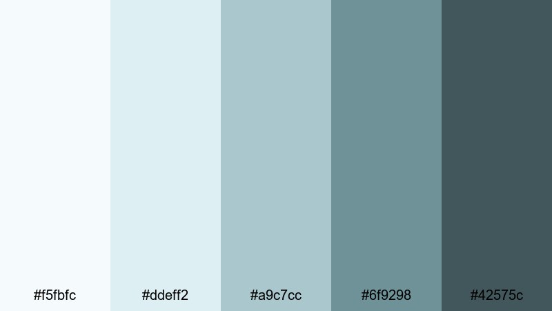 whispering coastal light teal gray color palette with hex codes