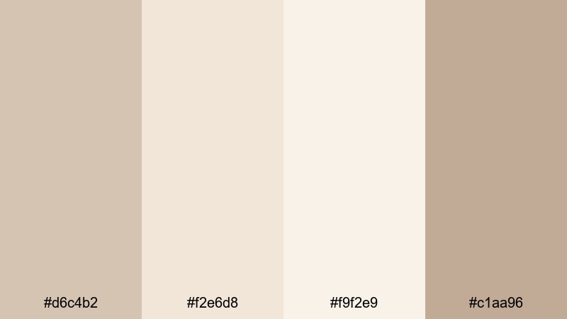 whispering dune glow light taupe color palette with hex codes