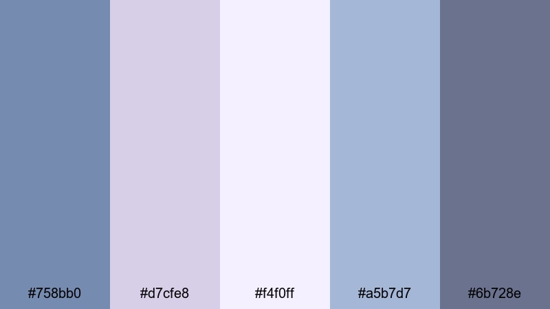 whispering lavender sky glaucous color palette with hex codes