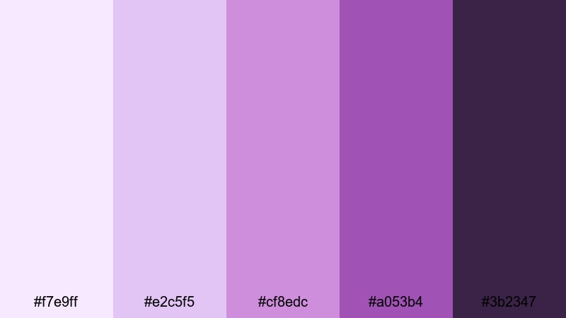 whispering orchid mist red violet color palette with hex codes