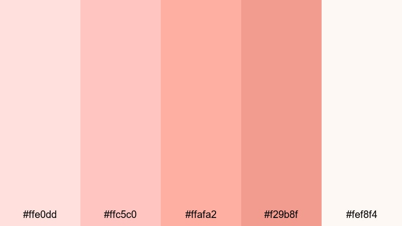 whispering petals peach color palette with hex codes