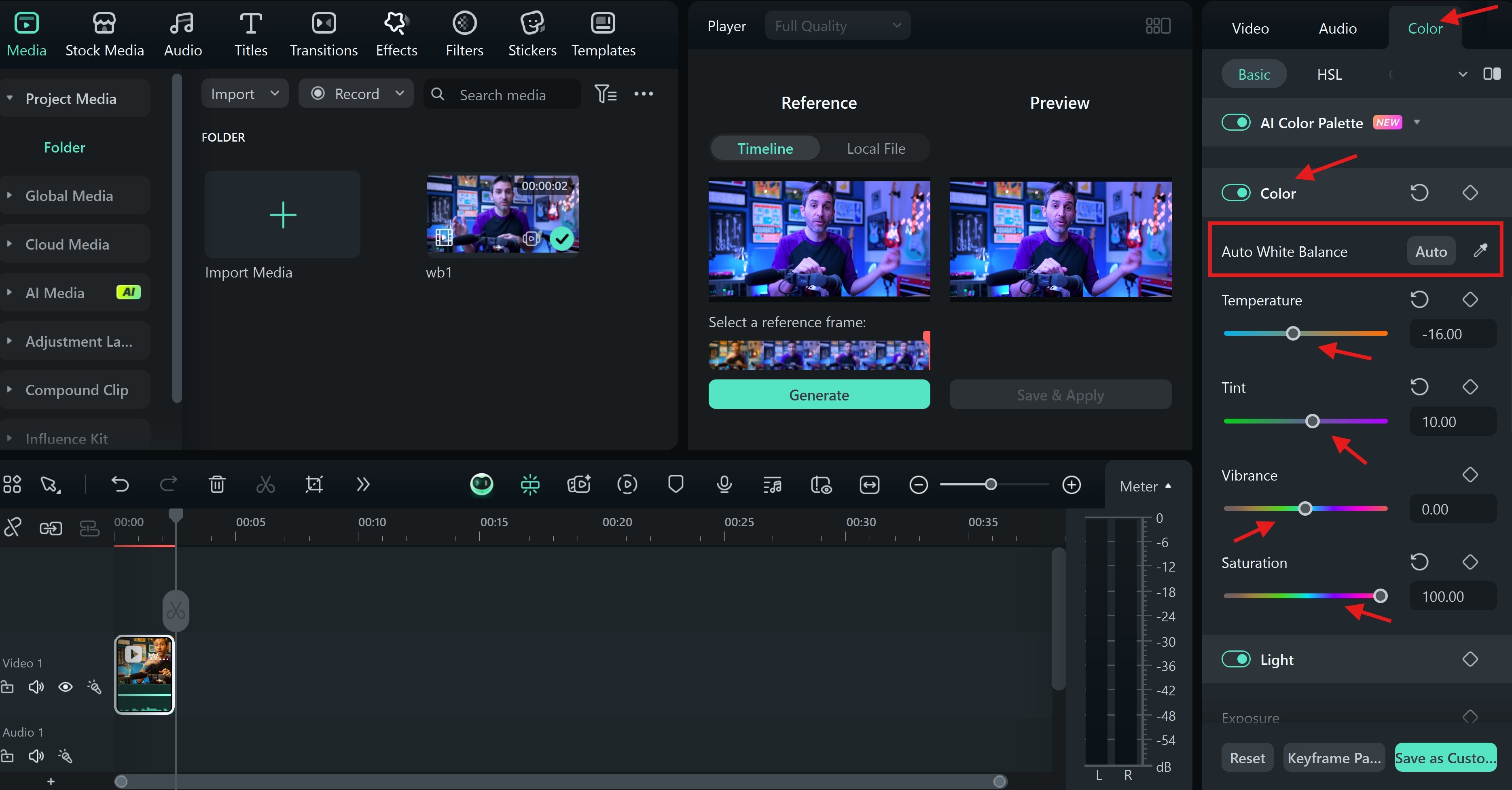 adjust color settings
