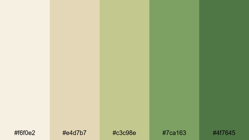 wild grass meadow beige green color palette with hex codes