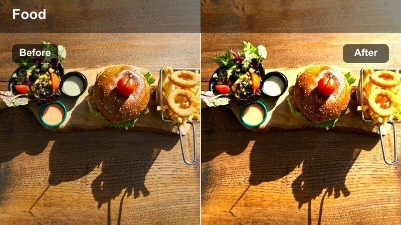 Brunch table by a café window with street view and warm golden light.