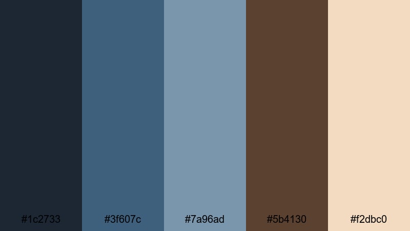 windowlight journals blue dark brown color palette with hex codes