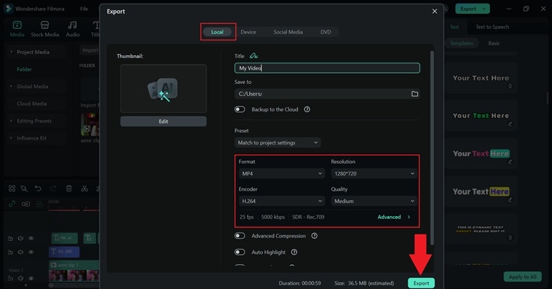 export and save your video