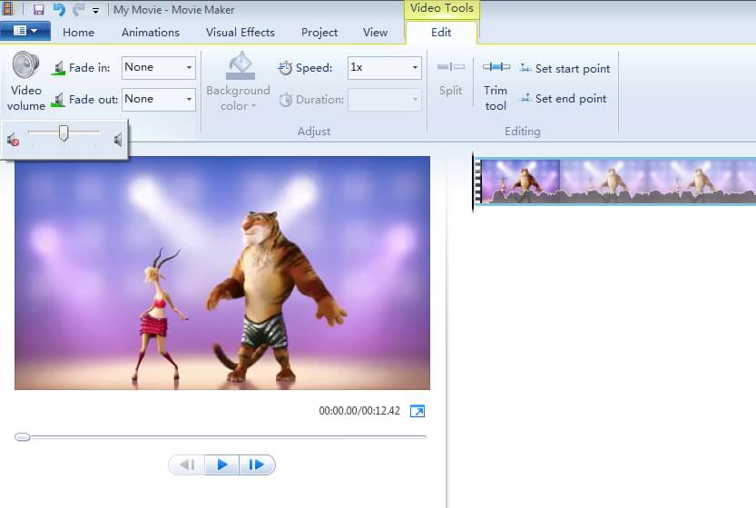 interfaz de Windows Movie Maker