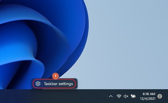 windows taskbar settings option