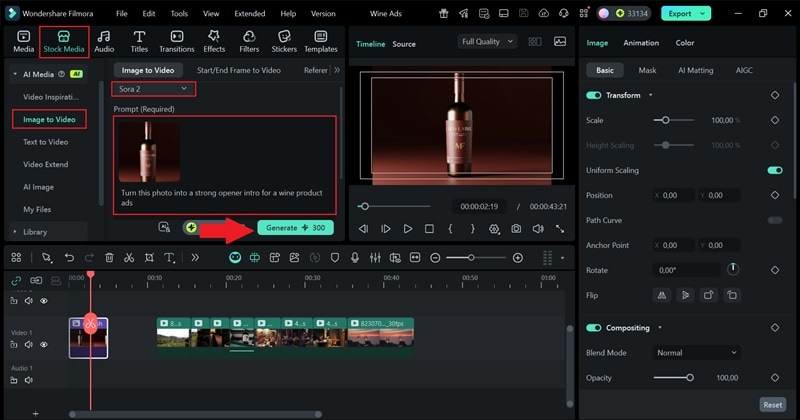 upload wine photo and click generate