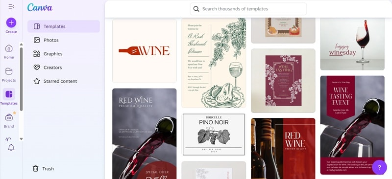 get wine poster templates on canva