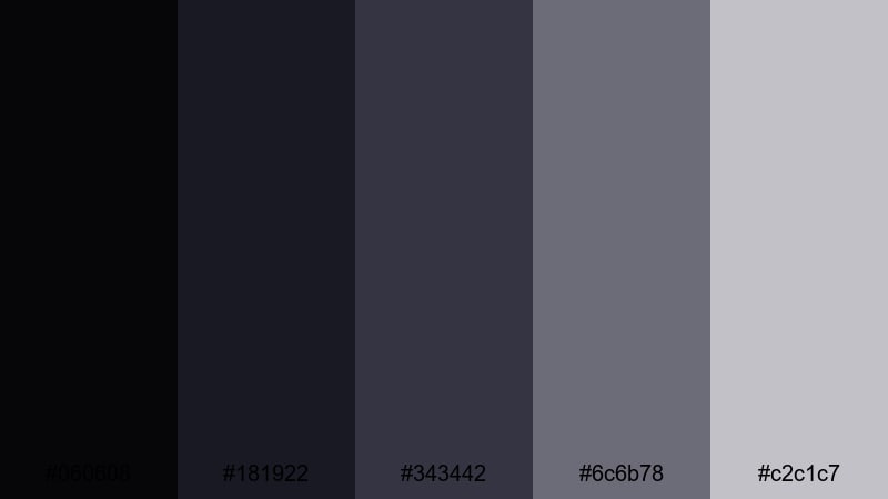 winter noir alley winter color palette with hex codes