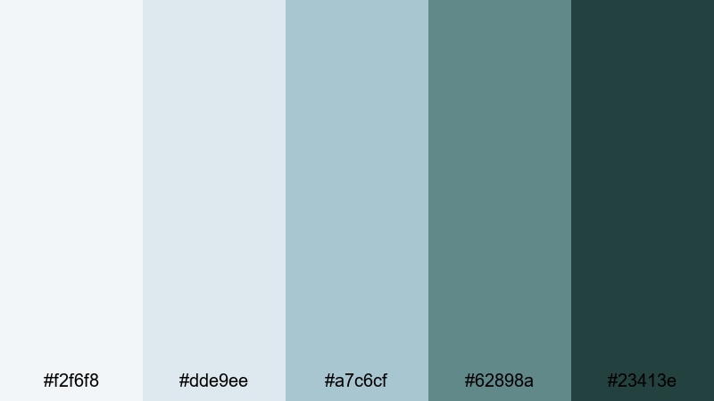 winter pine fjord silver blue color palette with hex codes