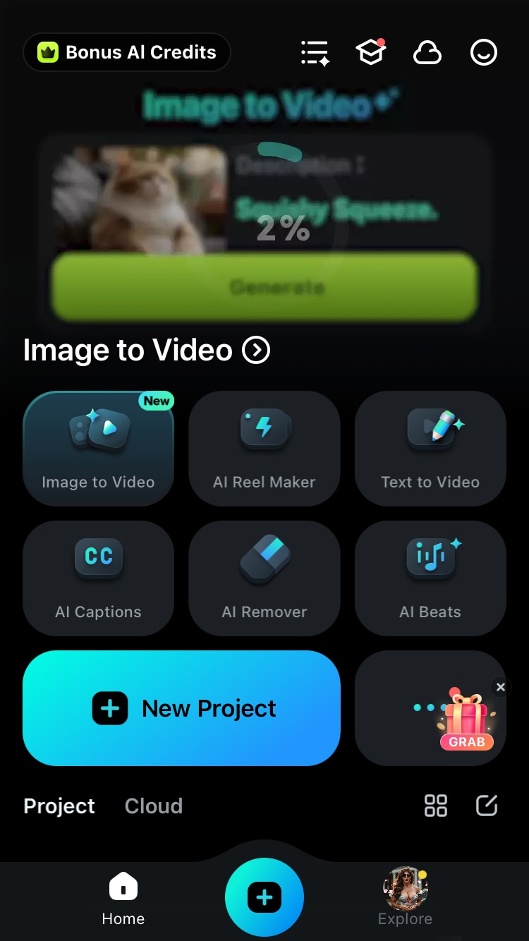filmora mobile ai image to video