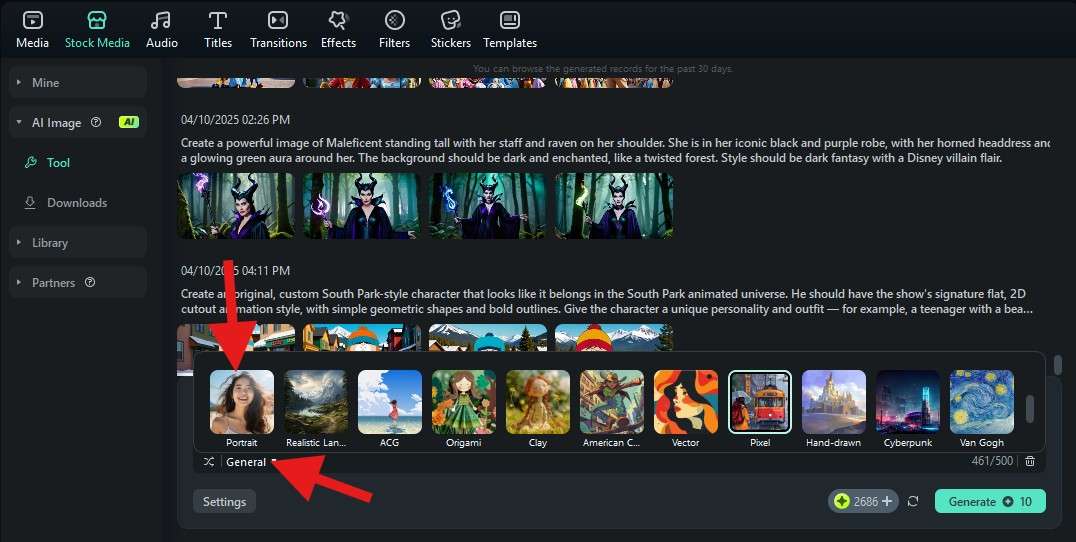 add text prompt filmora ai image