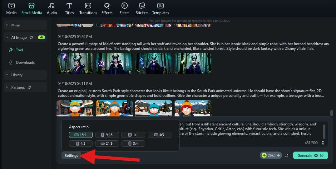 add text prompt filmora ai image 