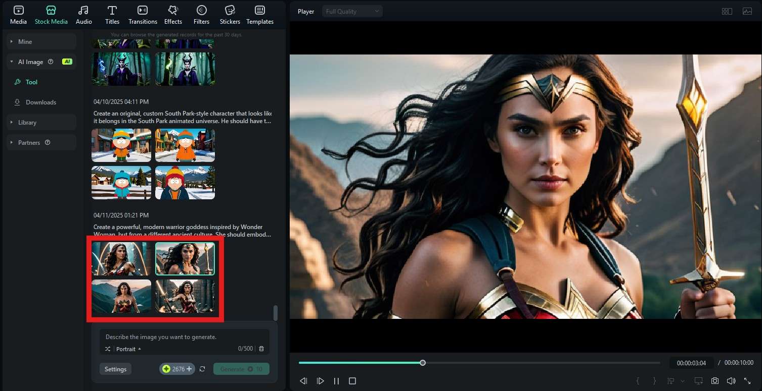 review wonder woman filter ai image