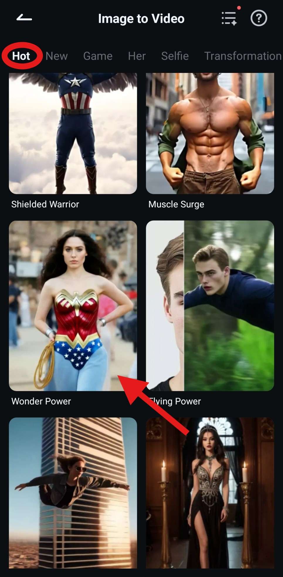 find wonder power template filmora mobile
