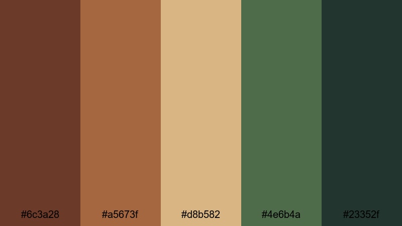 woodland storytime chestnut color palette with hex codes