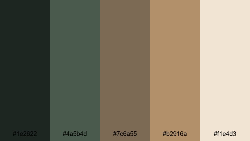 woodsmoke cedar woodland color palette with hex codes
