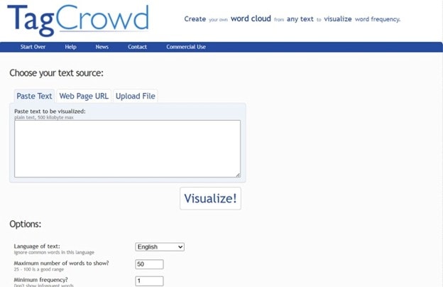 tagcrowd word frequency cloud