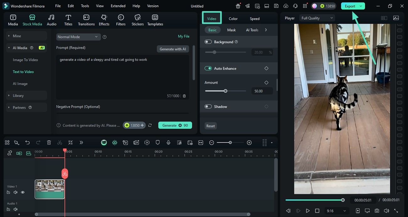 change video settings and export