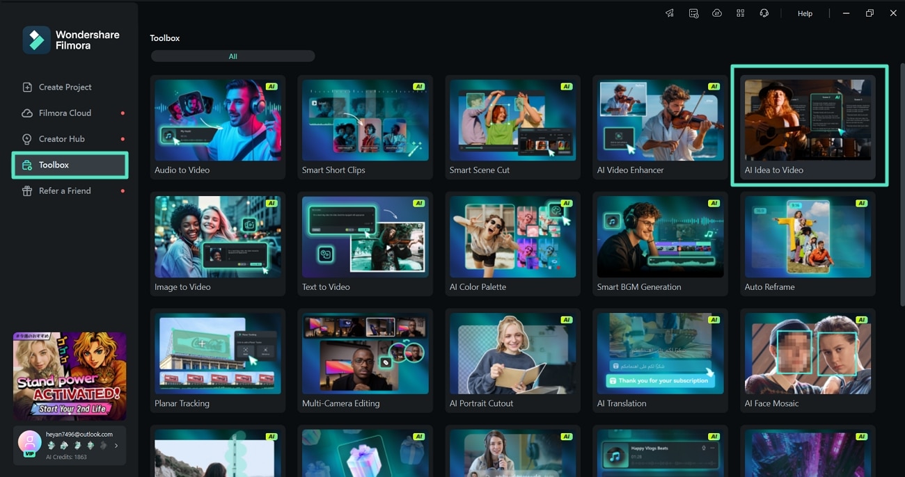choose ai idea to video tool