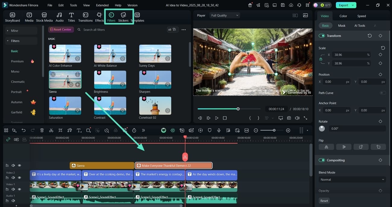 adjust effects and stickers