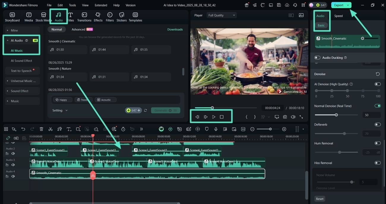 generate ai music for food video