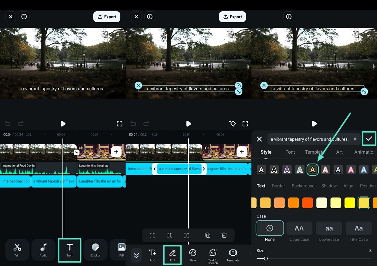 edit existing text on video