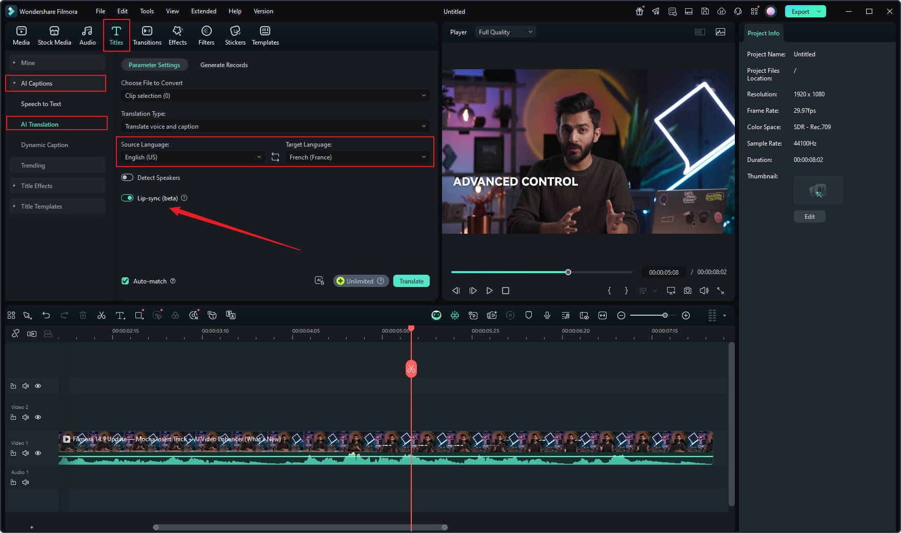 translate video different language