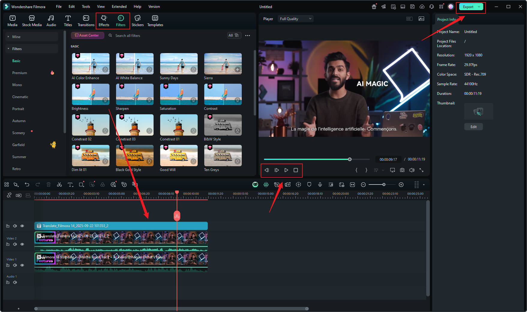 apply effects and filters