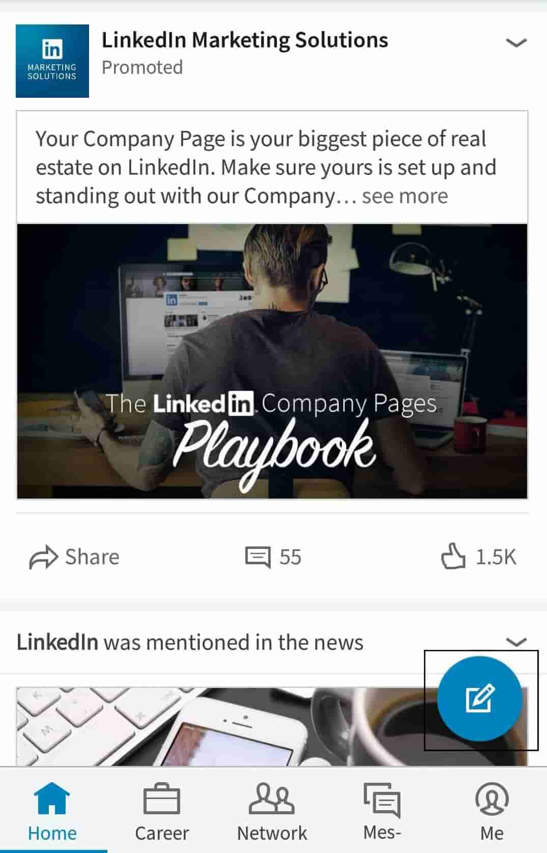 How to Create a LinkedIn Post on Homepage and Android Phone[28]